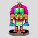 Punk Skate Totem Skateboarding Colorful Totem Poll Cartoon - Vinyl Sticker
