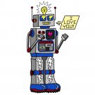 80's Love Robot Funny Cute Vintage Robot w/ Feelings - Vinyl Sticker