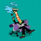 Mr. Giraffe Funny Wearing Suit Sitting on Bench - Vinyl Sticker