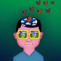 Day Dreaming Imagine Boy Artwork Cartoon Guy w/ Birds - Vinyl Sticker