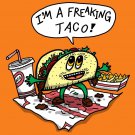 Freakin Taco Funny Mexican Food Cartoon - Vinyl Sticker