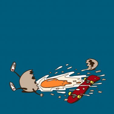 Egg Skate Funny Chicken Egg Shattered Yoke After Fall Skateboard - Vinyl Sticker