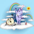 Donut Unicorn Shaving in Clouds Funny Mystical Cartoon Artwork - Vinyl Sticker