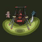 Dino Park Funny Dinosaur on Swing at Playground - Vinyl Sticker