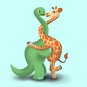 Dino Giraffe Luv Hug Dinosaur & Giraffe Cute Love Embrace - Vinyl Sticker