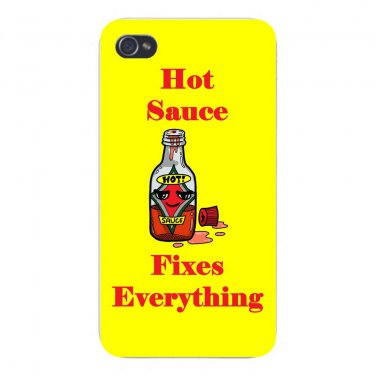 Hot Sauce Fixes Everything Food Humor - FITS iPhone 5 5s Plastic Snap On Case