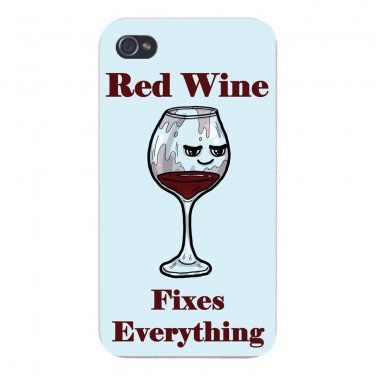 Red Wine Fixes Everything Food Humor - FITS iPhone 5 5s Plastic Snap On Case