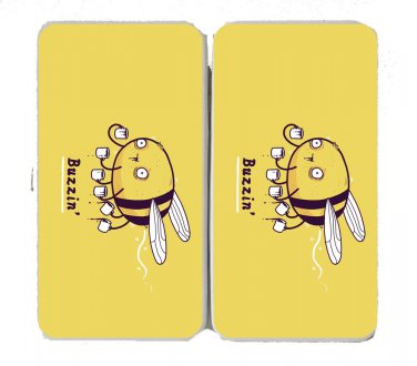 "Buzzin" Funny Bumblebee Bee Drinking Coffee - Womens Taiga Hinge Wallet Clutch
