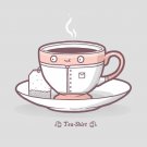 "Teashirt" Cup of Tea Wearing Shirt Design Funny - Rectangle Refrigerator Magnet