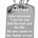Military Dog Tag Metal Chain Necklace - Bible Verse John 14:6 "I Am The Way.."