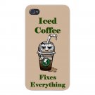Iced Coffee Fixes Everything Food Humor - FITS iPhone 4 4s Plastic Snap On Case