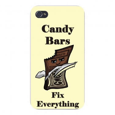 Candy Bars Fix Everything Food Humor - FITS iPhone 4 4s Plastic Snap On Case