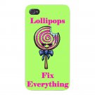 Lollipops Fix Everything Food Humor - FITS iPhone 4 4s Plastic Snap On Case