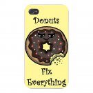 Donuts Fix Everything Food Humor - FITS iPhone 4 4s Plastic Snap On Case