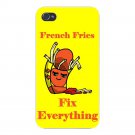 French Fries Fix Everything Food Humor - FITS iPhone 4 4s Plastic Snap On Case