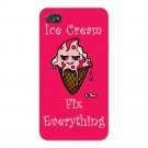 Ice Cream Fixes Everything Food Humor - FITS iPhone 4 4s Plastic Snap On Case