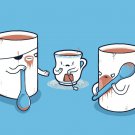 "Muggers" Funny Thug Mug Steals Teacup's Purse - Rectangle Refrigerator Magnet