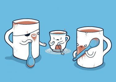 "Muggers" Funny Thug Mug Steals Teacup's Purse - Rectangle Refrigerator Magnet