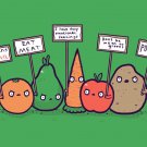 "Protesting Vegans" Vegetables w/ Signs Protest - Rectangle Refrigerator Magnet