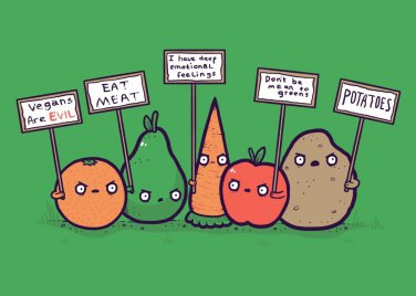 "Protesting Vegans" Vegetables w/ Signs Protest - Rectangle Refrigerator Magnet