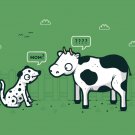 "Identity Crisis" Dalmatian Puppy & Cow w/ Spots - Rectangle Refrigerator Magnet