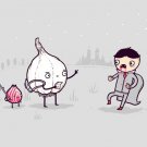 "Garlic Traveler" Funny Garlic Scaring Vampire - Rectangle Refrigerator Magnet
