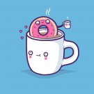 "Coffee With Friends" Mug & Donut Drinking Brew - Rectangle Refrigerator Magnet