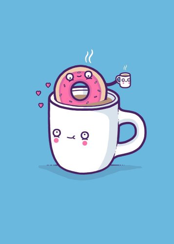 "Coffee With Friends" Mug & Donut Drinking Brew - Rectangle Refrigerator Magnet