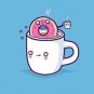 "Coffee With Friends" Mug & Donut Drinking Brew - Rectangle Refrigerator Magnet