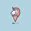 "Unicone" Mythical Unicorn Ice Cream Cone Funny Cartoon - Vinyl Sticker