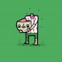 "Self Sufficient" Zombie Eating His Own Brain Funny Cartoon - Vinyl Sticker