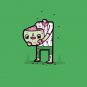 "Self Sufficient" Zombie Eating His Own Brain Funny Cartoon - Vinyl Sticker