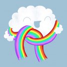"Mr. Cloud's New Scarf" Funny Weather Cloud w/ Rainbow Scarf - Vinyl Sticker