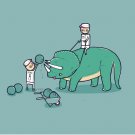 "How Bowling Balls Get Holes" Dinosaur Triceratops Horns Humor - Vinyl Sticker