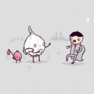 "Garlic Traveler" Funny Garlic Scaring Vampires At Night - Vinyl Sticker