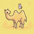 "Desert Air" Rabbit Skateboard Riding & Jumping on Camel Humps - Vinyl Sticker
