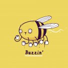 "Buzzin" Funny Bug Bumblebee Bee Drinking Coffee Caffiene High - Vinyl Sticker