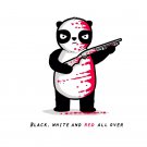 "Black, White, & Red All Over" Blood Covered Panda Riddle Humor - Vinyl Sticker