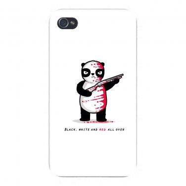 "Black, White, & Red All Over" Fun Panda - FITS iPhone 5 5s Plastic Snap On Case
