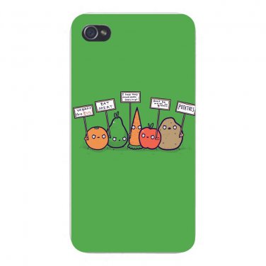 "Protesting Vegans" Vegetables Protest - FITS iPhone 4 4s Plastic Snap On Case