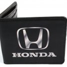 Honda Motors "H" Car Vehicle Logo Ornament on Black Bi-Fold Wallet