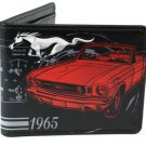 Ford Mustang 1965 Red Car Design w/ Horse Logo Auto Bi-Fold Wallet