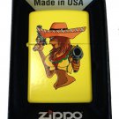 Zippo Custom Lighter - Sexy Big Boobs Sombraro Babe w/ Guns Lemon Yellow Matte