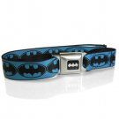 Batman Logo Seatbelt Buckle Blue Strap Belt, 24 to 44 inch waist