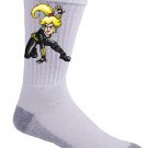 Video Game Parody "The Plungers" Comic Super Hero Character 1 - Crew Socks Pair