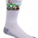 Video Game Parody "The Plungers" Comic Super Hero Crew Movie - Crew Socks Pair