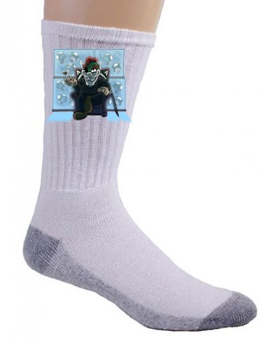 Video Game Parody "Walking Plumbers" Zombie Show Character 6 - Crew Socks Pair