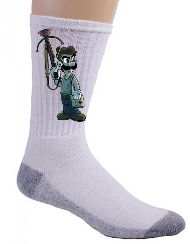 Video Game Parody "Walking Plumbers" Zombie Show Character 4 - Crew Socks Pair