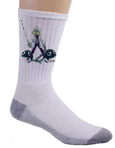 Video Game Parody "Walking Plumbers" Zombie Show Character 3 - Crew Socks Pair