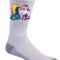 "Unicorn Rainbow Puke" w/ Smiling Cloud Funny Cartoon - Crew Socks Pair